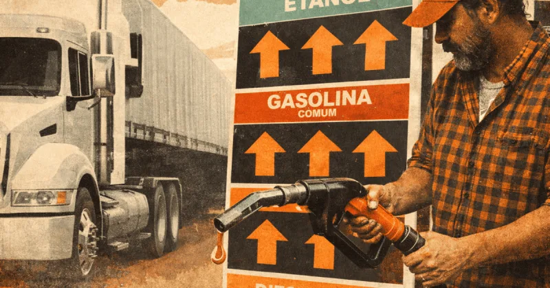 Imagem ilustrativa de bombas de combustível em um posto de abastecimento.
