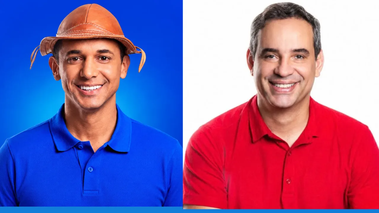 Montagem gráfica com os candidatos Allyson Bezerra e Cadu de Lula.