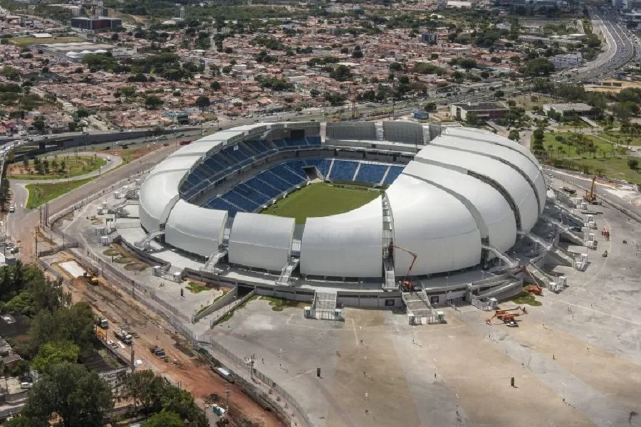 Vista aérea da Arena das Dunas em Natal.