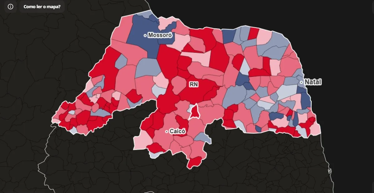 Mapa de apuração das eleições no Rio Grande do Norte