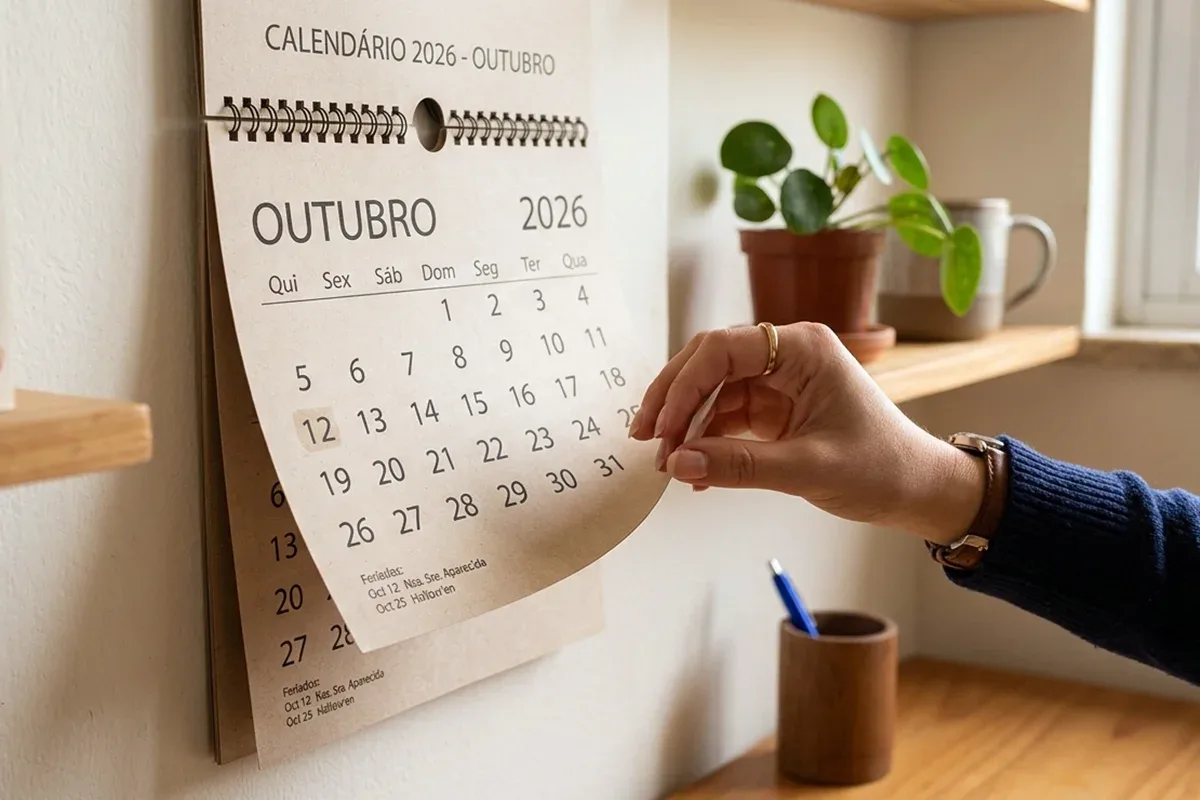 Calendário representando as datas de outubro de 2026