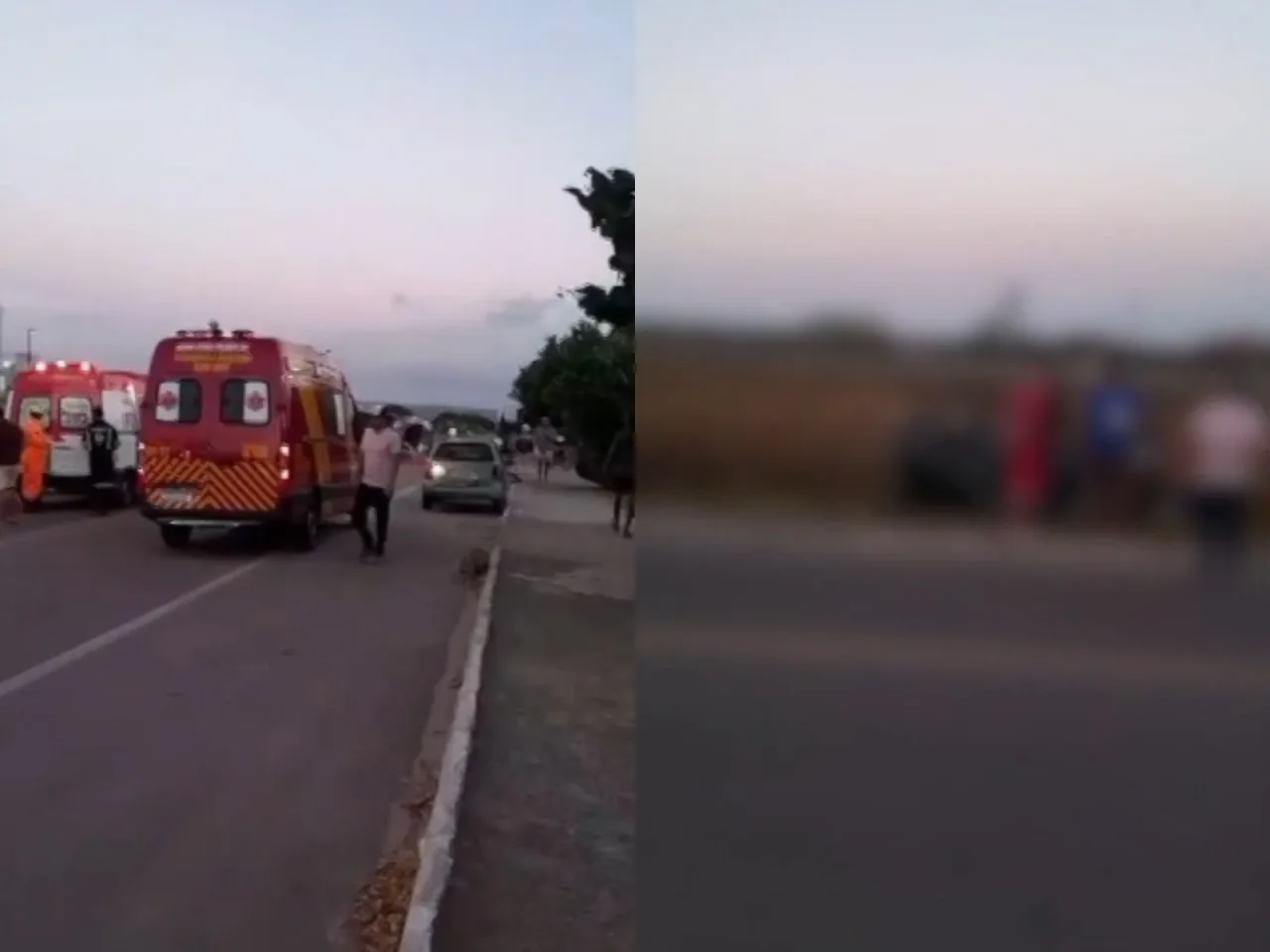 Cena do acidente na BR-101 após colisão entre caminhão e carro