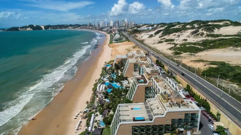 Vista aérea de praias de Natal, Rio Grande do Norte.