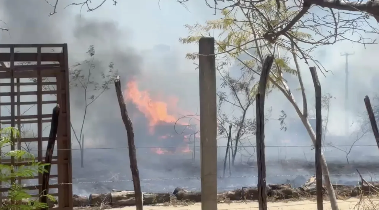 Incêndio em caminhões apreendidos pelo Ibama no Parque Municipal de Mossoró
