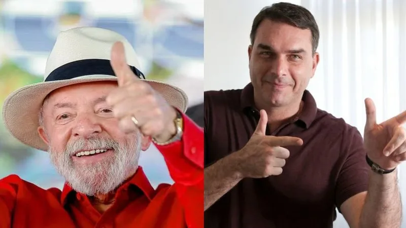 Gráfico de intenção de votos entre Lula e Flávio Bolsonaro no RN.