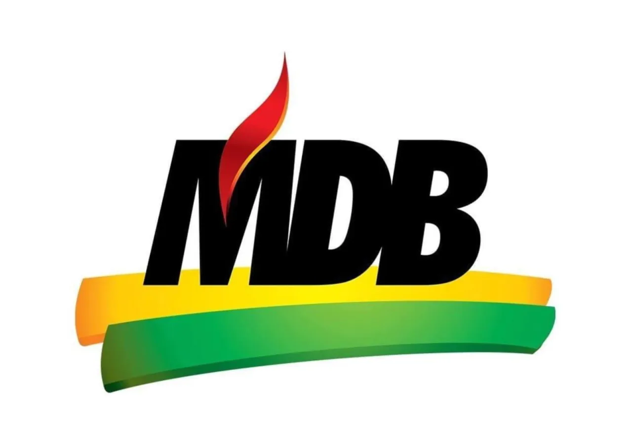 Fachada e símbolos institucionais do partido MDB.