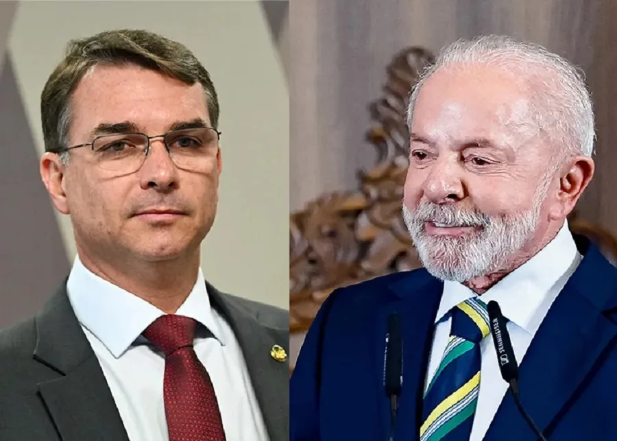 Gráfico comparativo entre Luiz Inácio Lula da Silva e Flávio Bolsonaro.