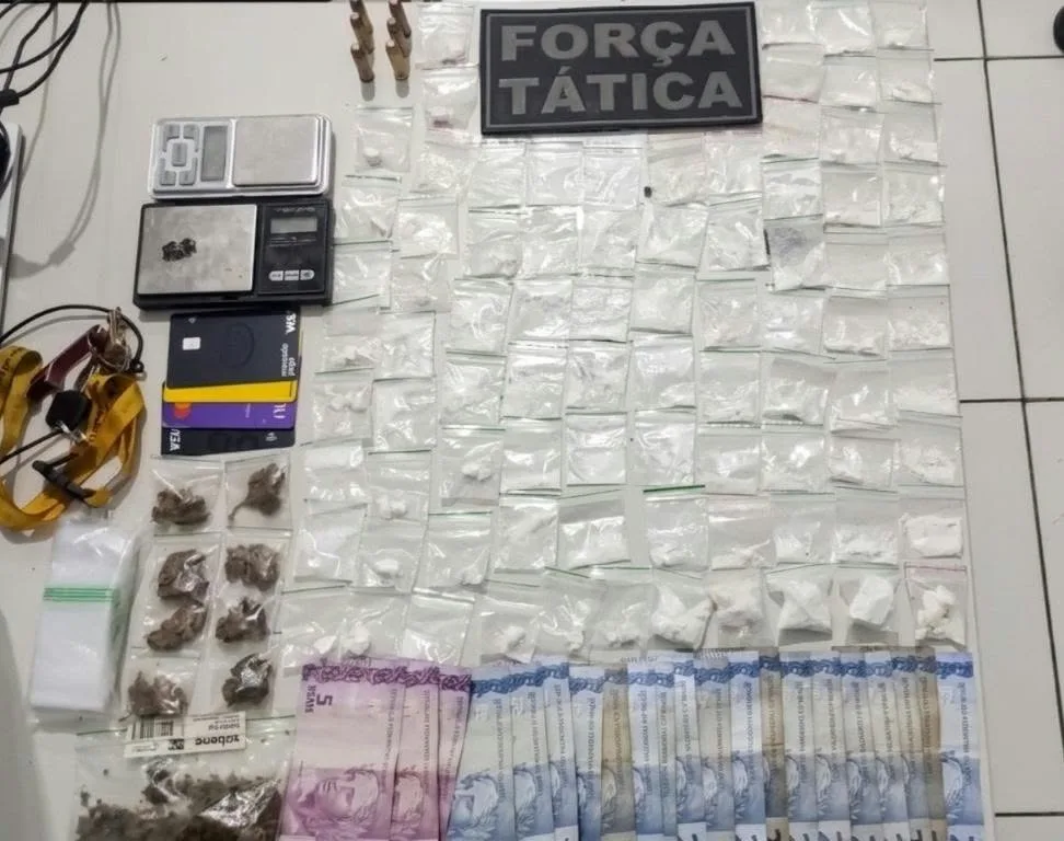 Material apreendido pela Polícia Militar durante ação em Nova Parnamirim