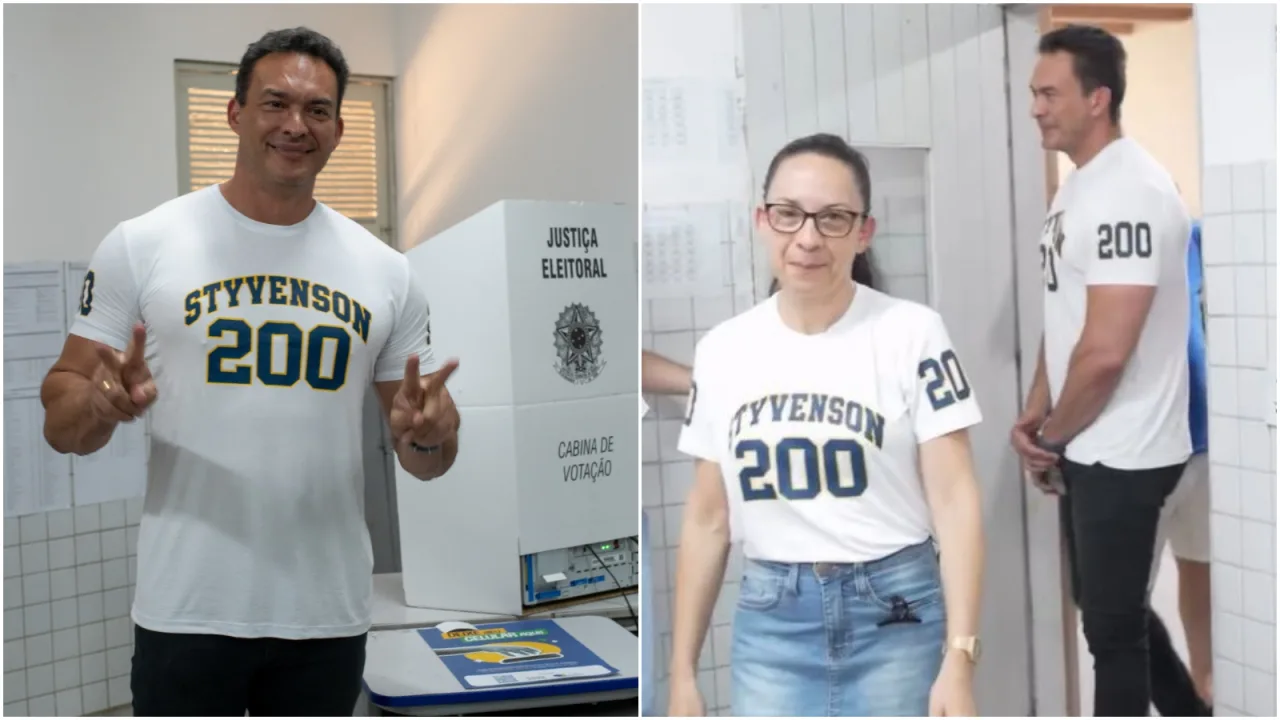 Senador Styvenson Valentim votando em Natal ao lado da irmã Anne Kelly Valentim