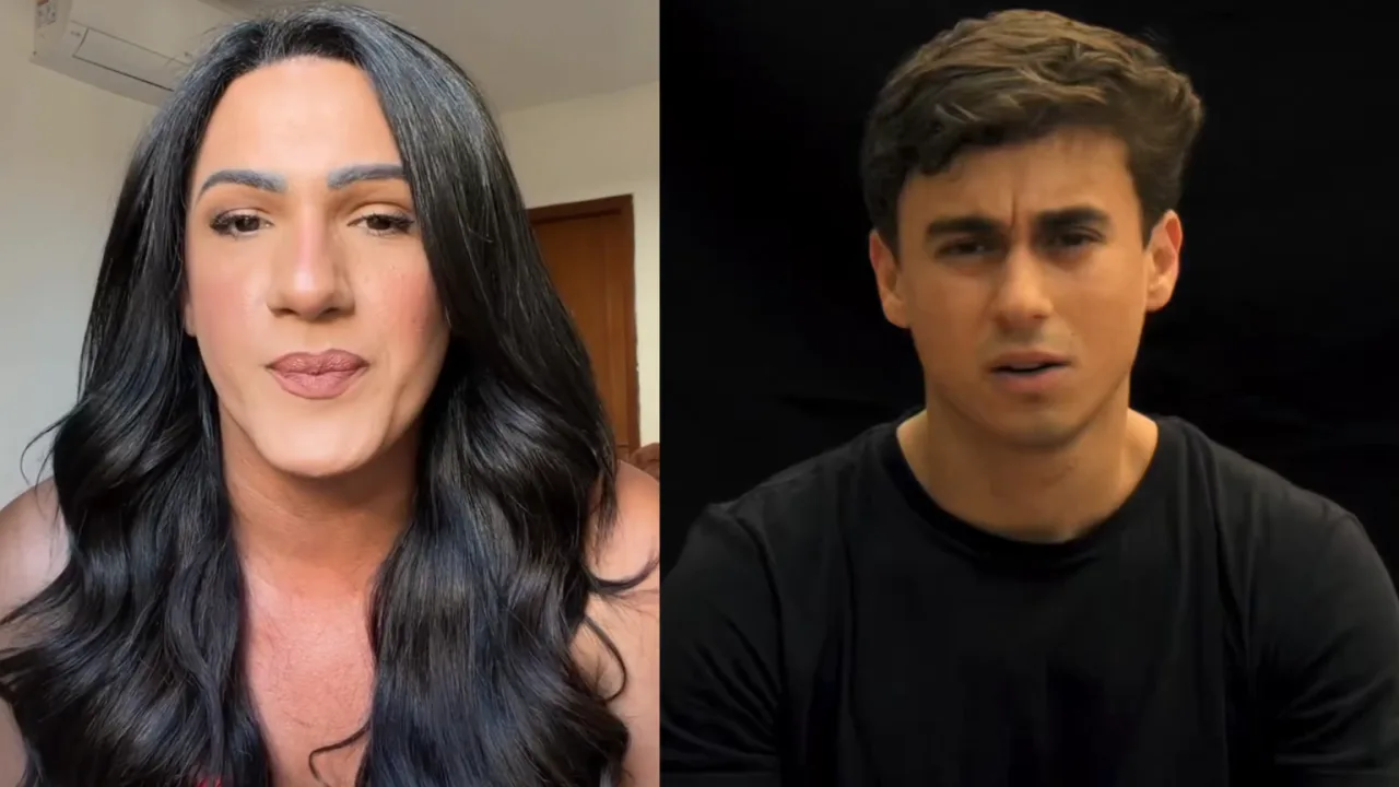 Thabatta Pimenta e Nikolas Ferreira em montagem de redes sociais