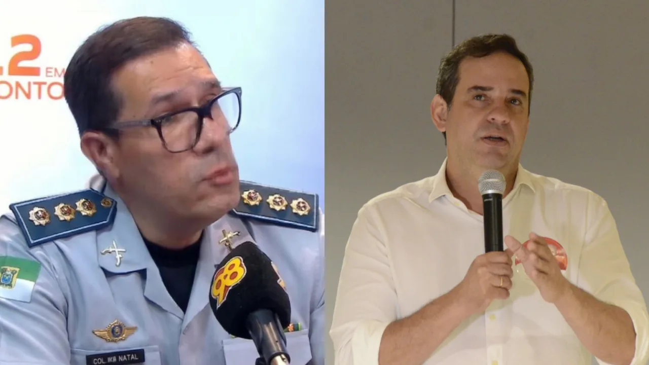 Imagem composta pelo coronel Antoniel Moreira e pelo candidato Cadu de Lula discursando.