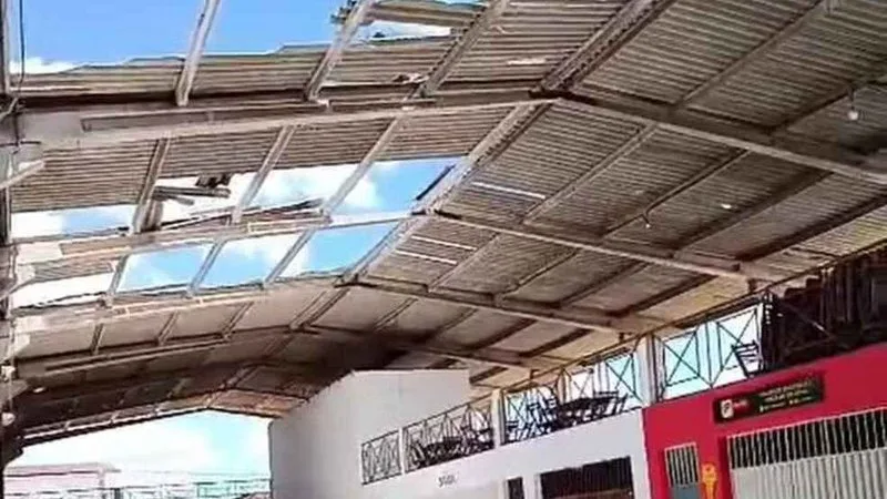 Fachada do Mercado Público Municipal Antônio Silvério Sobrinho em Tenente Laurentino Cruz, RN.